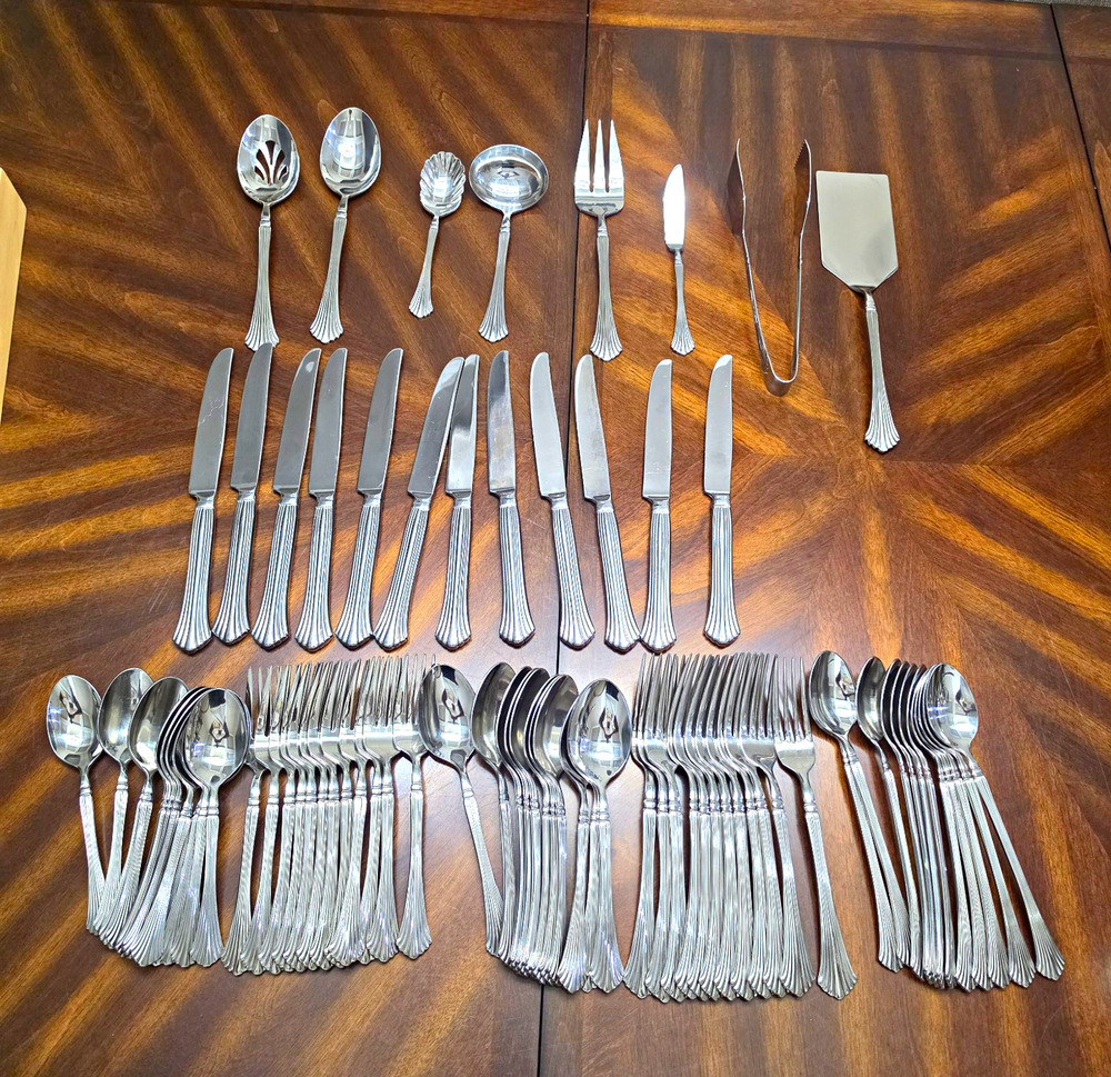 **Reed & Barton Birch Hall 80 Pc Silverware Set Service for 12 + Hostess Sets**